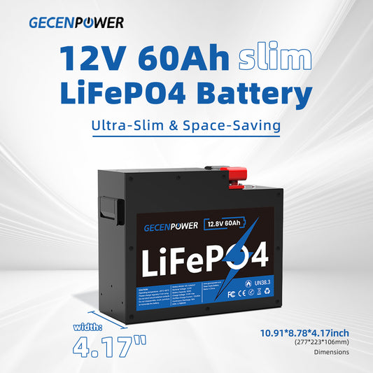 12.8V 60Ah slim LiFePO4 Battery Ultra-Slim & Space-Saving