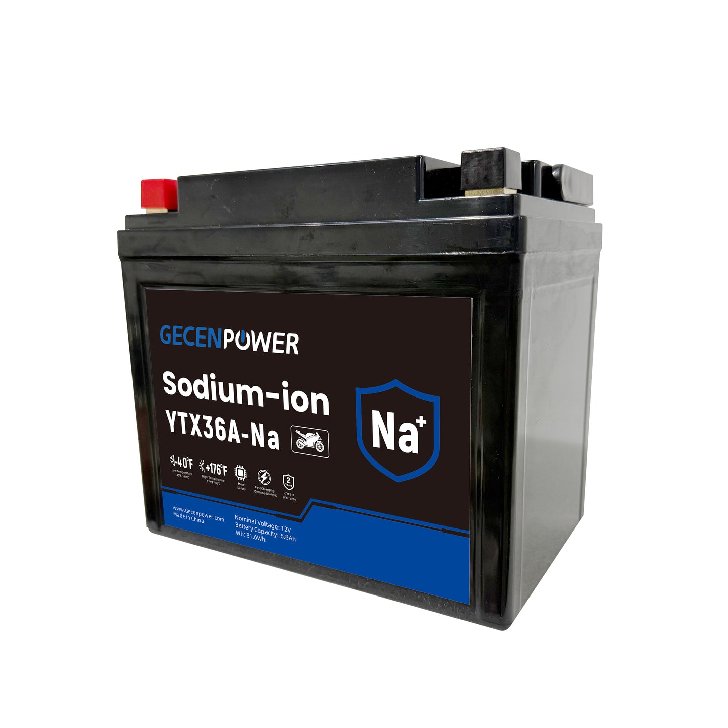 YTX36A 12.8V 6.8Ah Sodium-Ion Motorcycle Battery. For Motorcycles, ATVs, UTVs