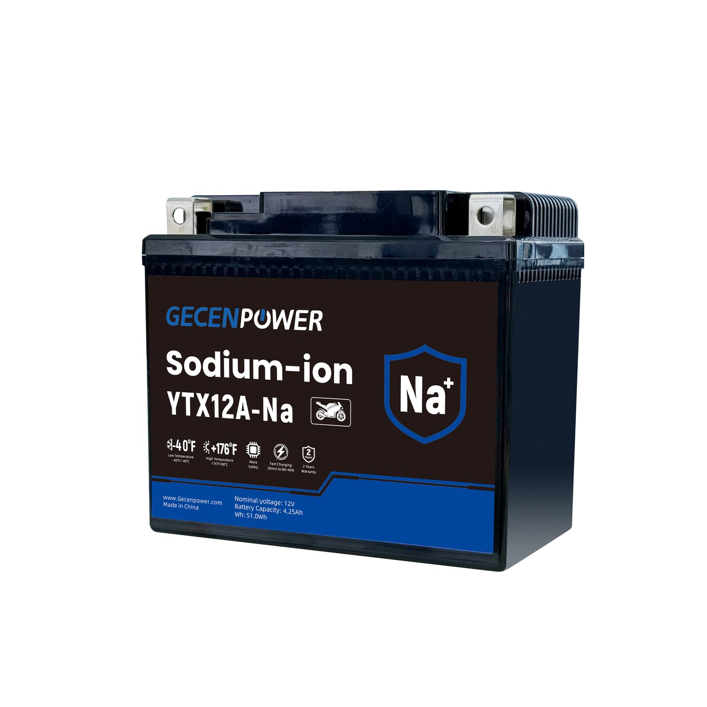 YTX12A 12.8V 4.25Ah Sodium-Ion Motorcycle Battery. For Motorcycles, ATVs, UTVs