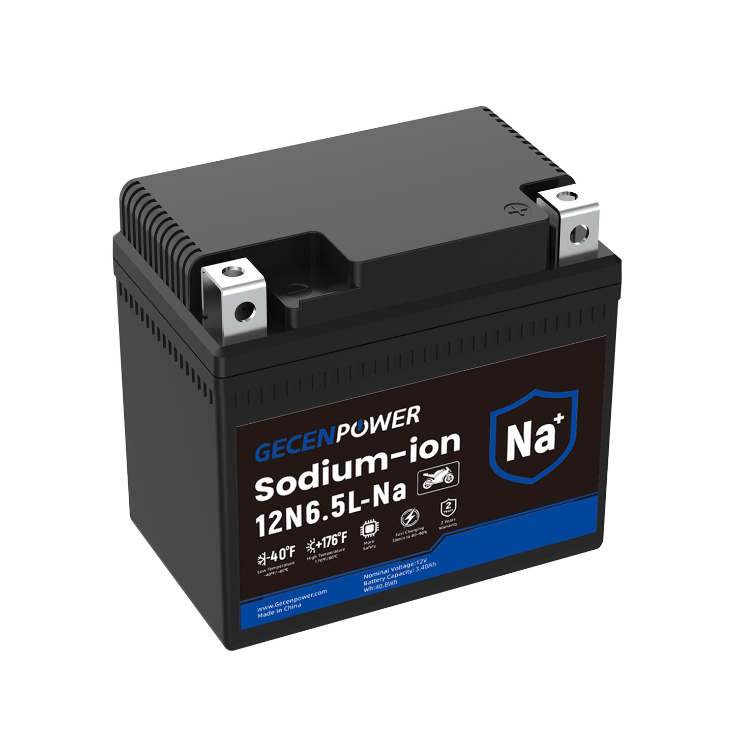 12N6.5L 12.8V 2.55Ah Sodium-Ion Motorcycle Battery For Motorcycles, ATVs, UTVs