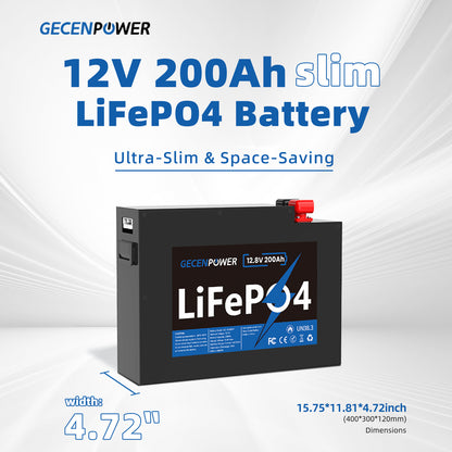 12.8V 200Ah slim LiFePO4 Battery Ultra-Slim & Space-Saving