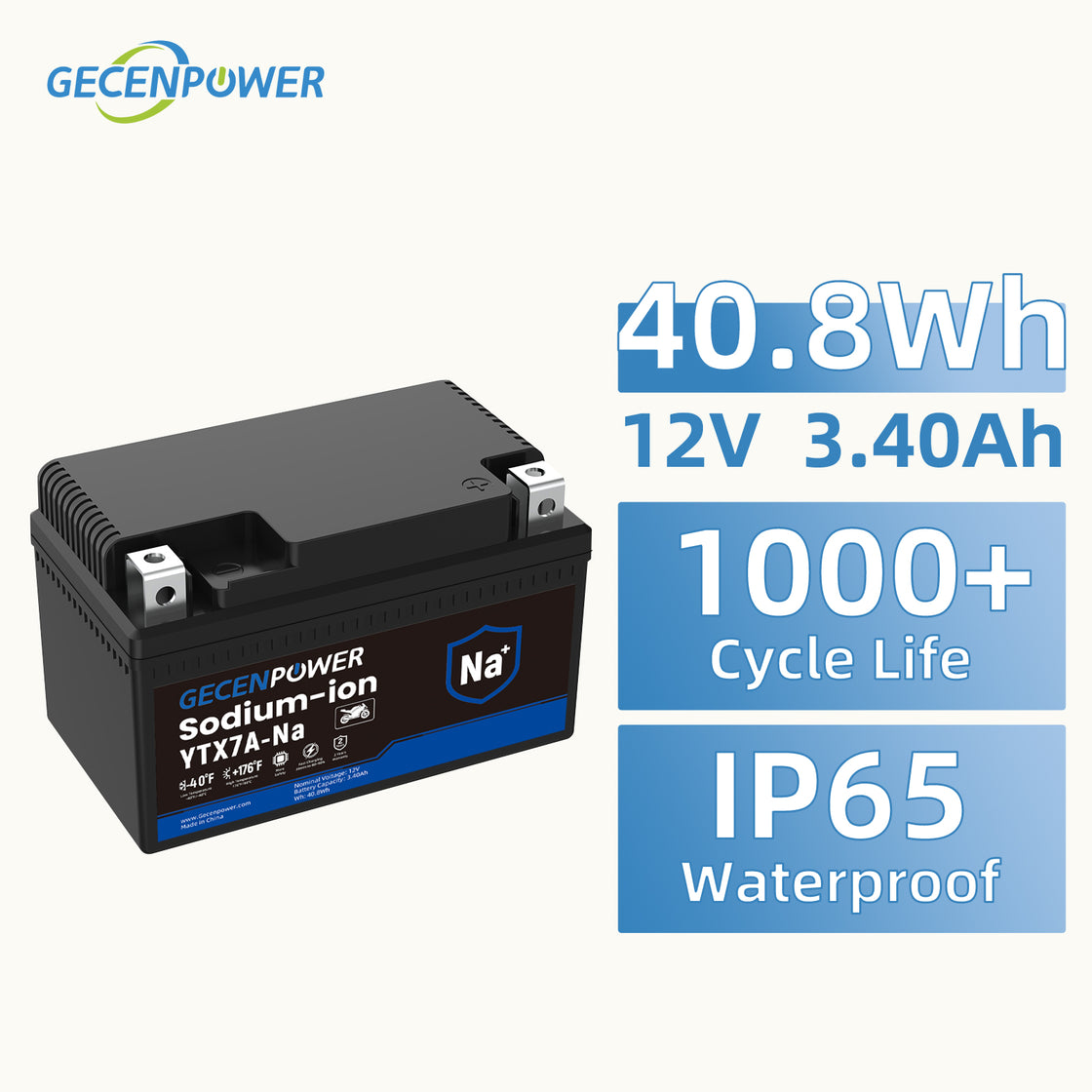 YTX7A 12V 3.4Ah Sodium-Ion Motorcycle Battery