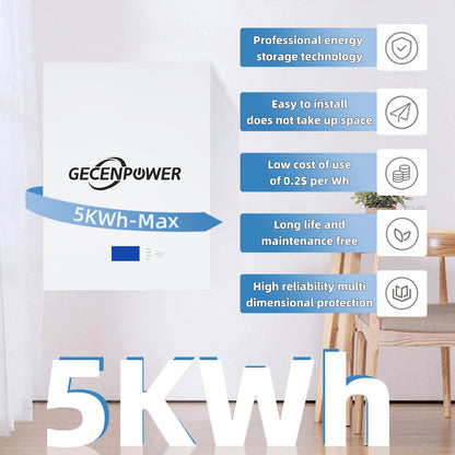 51.2V-100Ah Wall-Mounted Lithium Iron Phosphate (LiFePO4) Battery