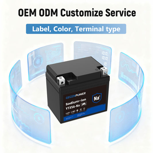 YTX5A 12.8V 2.55Ah Sodium-Ion Motorcycle Battery For Motorcycles, ATVs, UTVs