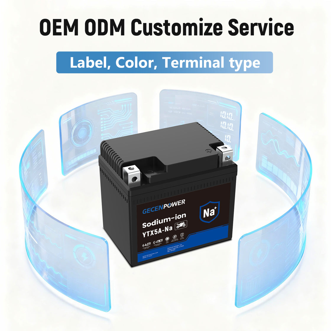 YTX5A 12V 2.55Ah Sodium-Ion Motorcycle Battery For Motorcycles, ATVs, UTVs