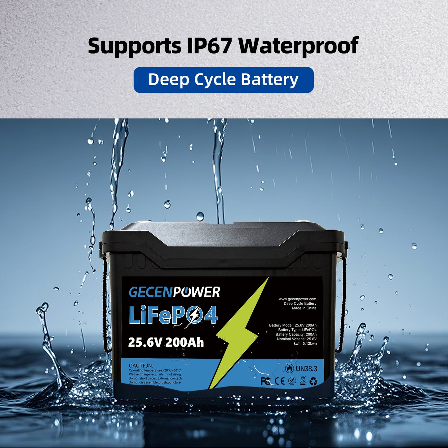 25.6V 200Ah LiFePO4 Battery Deep Cycle Battery, Suitable for various scenarios and devices.