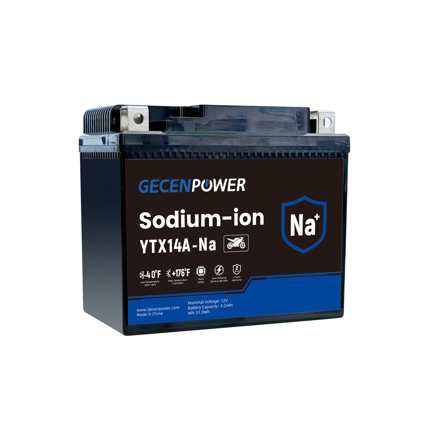 YTX14A 12.8V 4.25Ah Sodium-Ion Motorcycle Battery. For Motorcycles, ATVs, UTVs