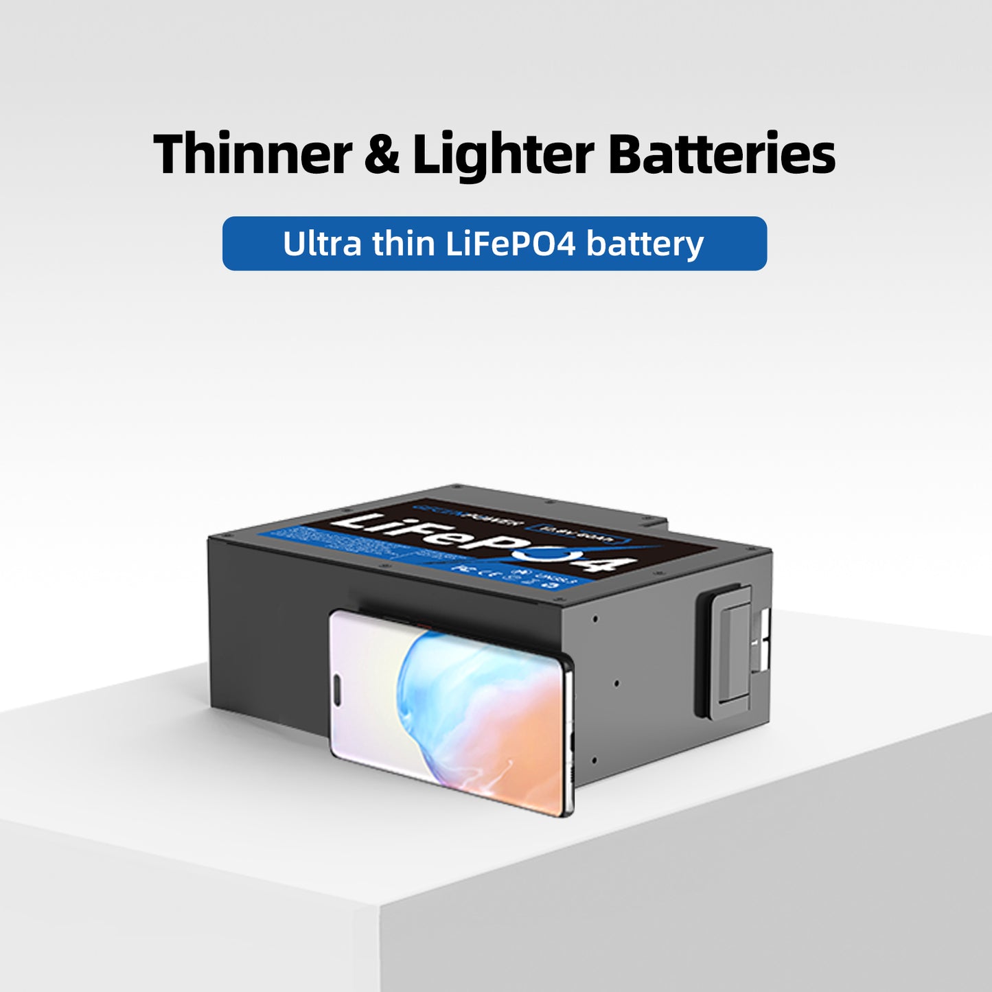 12.8V 60Ah slim LiFePO4 Battery Ultra-Slim & Space-Saving