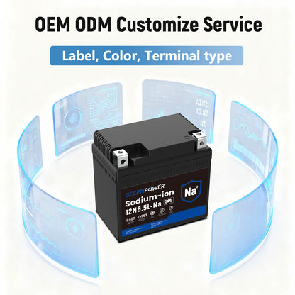 12N6.5L 12.8V 2.55Ah Sodium-Ion Motorcycle Battery For Motorcycles, ATVs, UTVs
