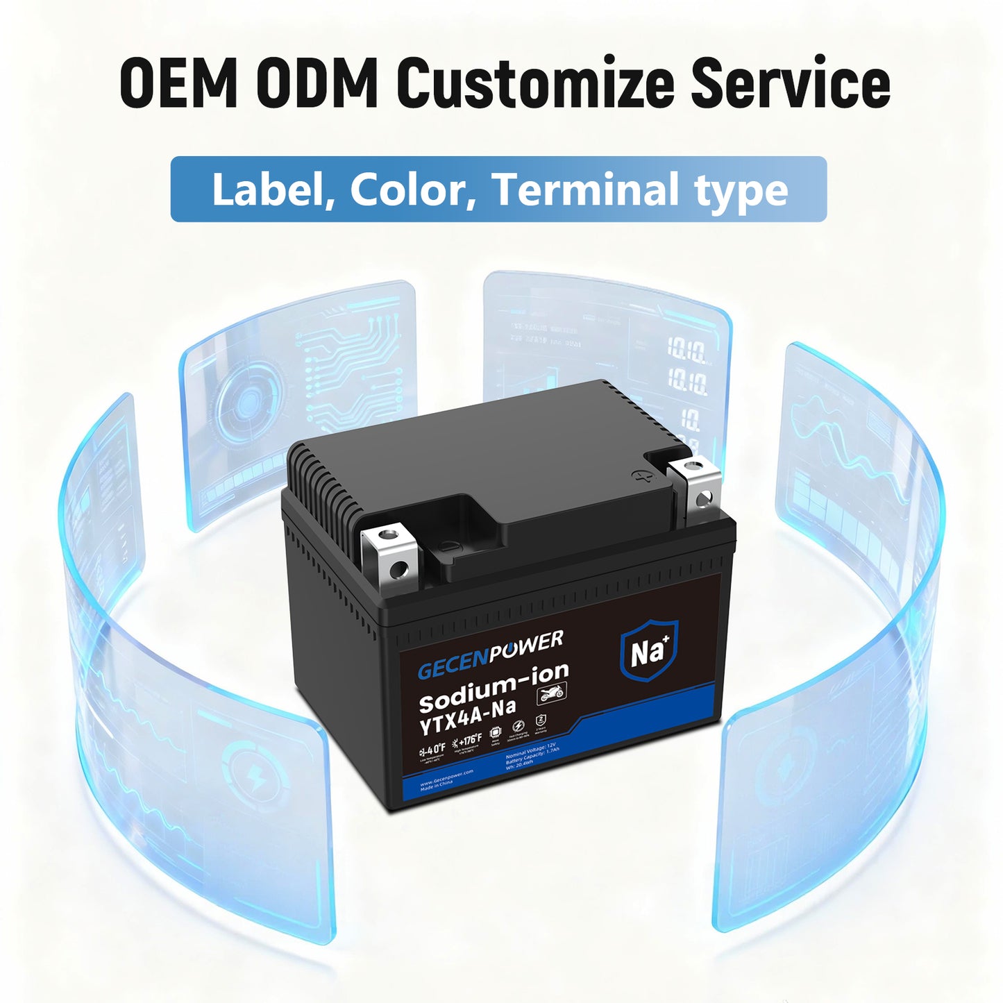 YTX4A 12.8V 1.7Ah Sodium-Ion Motorcycle Battery. For Motorcycles, ATVs, UTVs