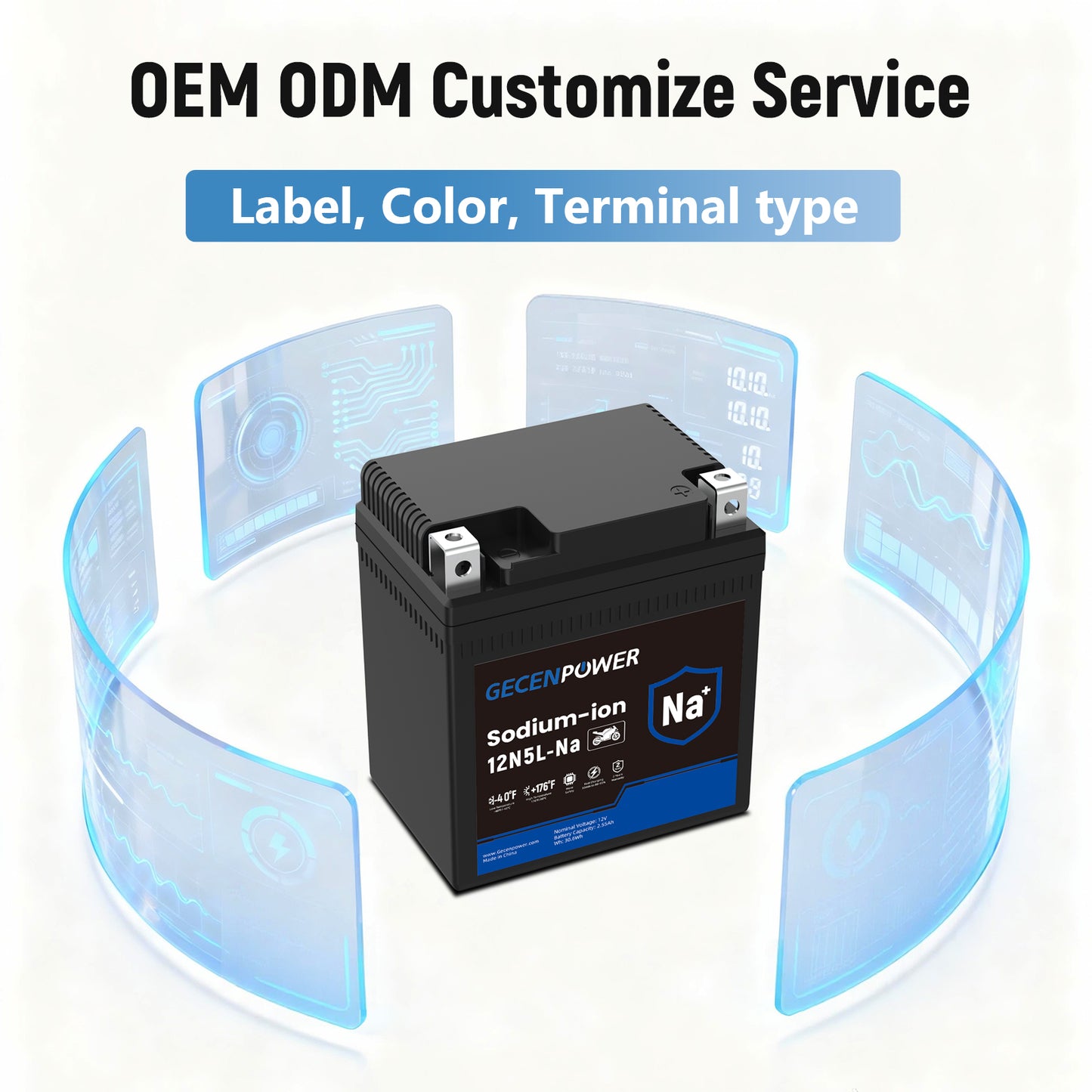 12N5L 12.8V 2.55Ah Sodium-Ion Motorcycle Battery For Motorcycles, ATVs, UTVs