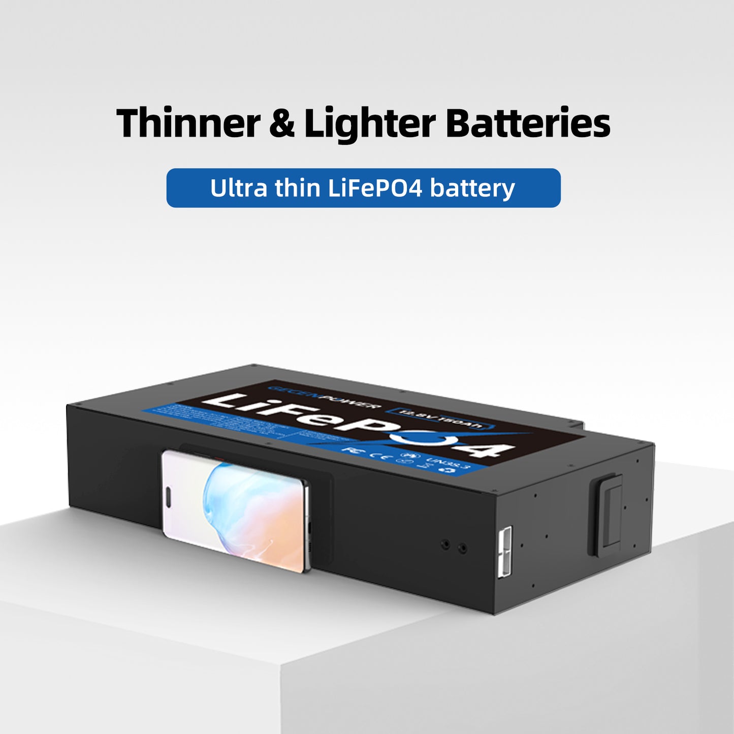 12.8V 150Ah slim LiFePO4 Battery Ultra-Slim & Space-Saving