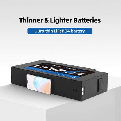 12.8V 150Ah slim LiFePO4 Battery Ultra-Slim & Space-Saving