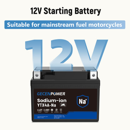 YTX4A 12.8V 1.7Ah Sodium-Ion Motorcycle Battery. For Motorcycles, ATVs, UTVs