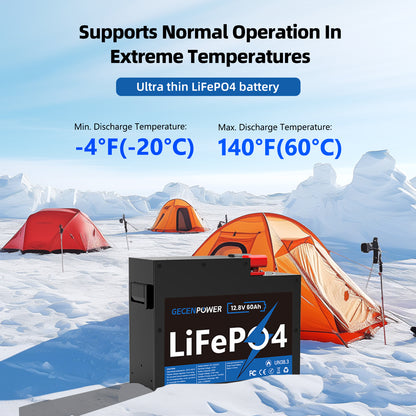 12.8V 60Ah slim LiFePO4 Battery Ultra-Slim & Space-Saving