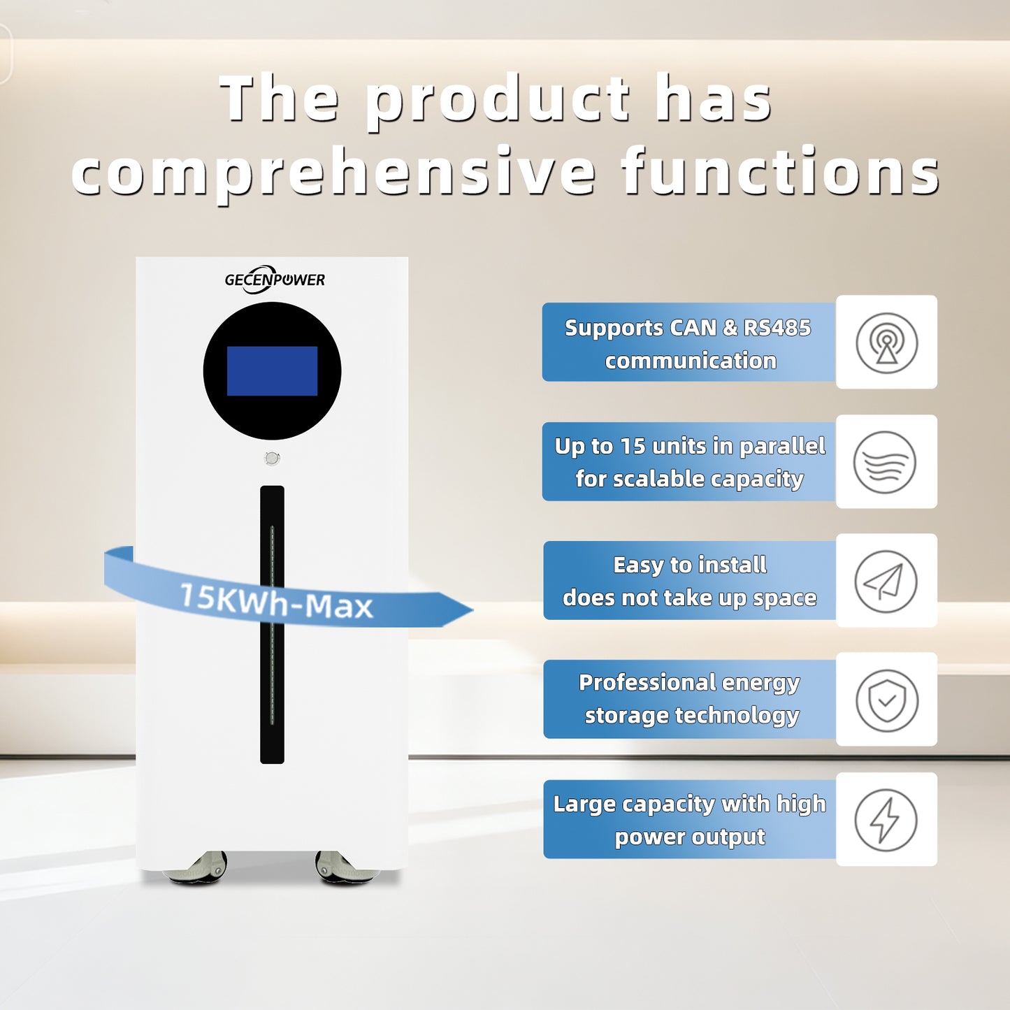 R48300S 51.2V 300Ah Vertical Lithium Iron Phosphate (LiFePO4) Battery