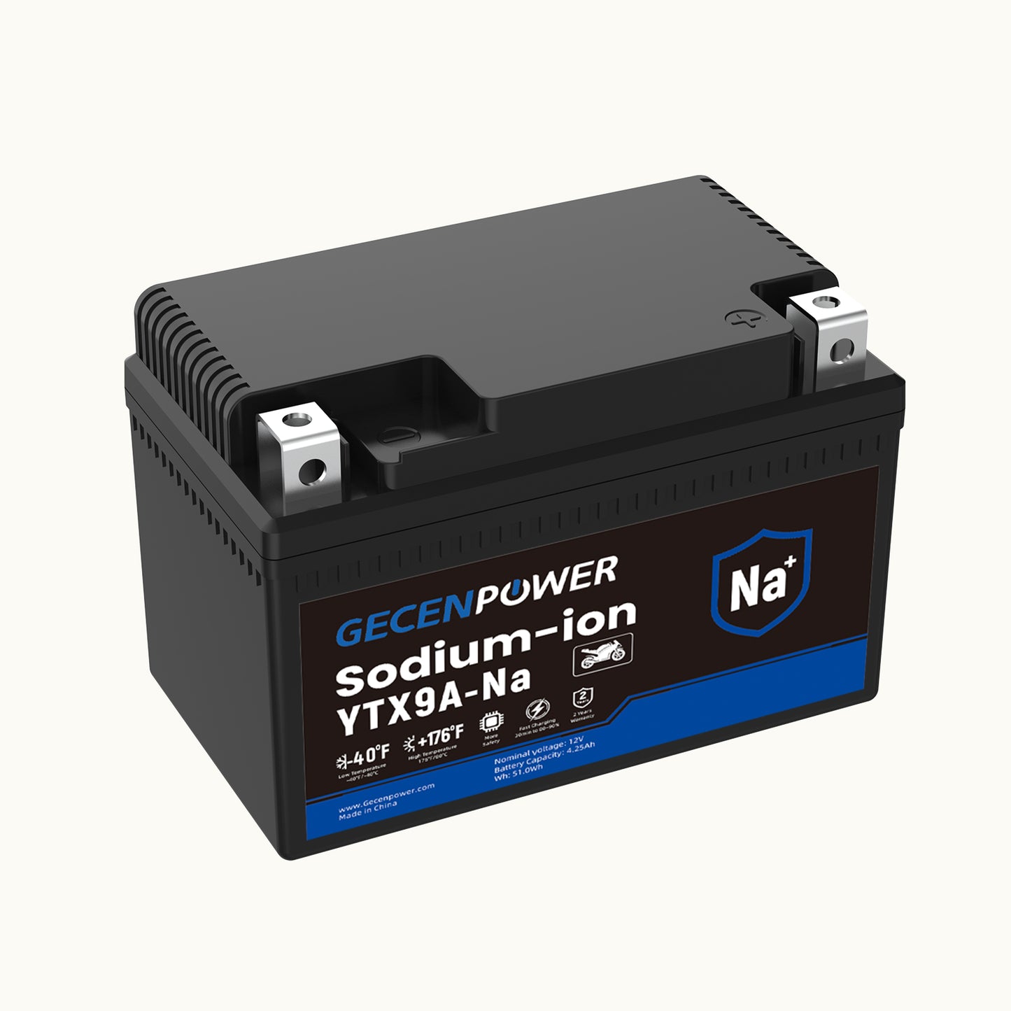 YTX9A 12.8V 4.25Ah Sodium-Ion Motorcycle Battery For Motorcycles, ATVs, UTVs