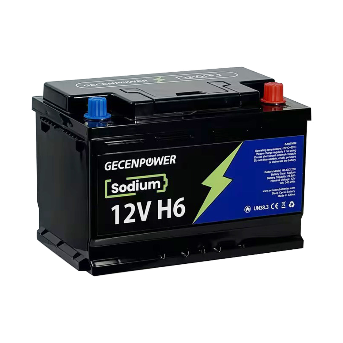 Gecenpower 12V 28.6Ah Sodium Ion Battery Built-in BMS Deep Cycle for Light Trucks, RVs