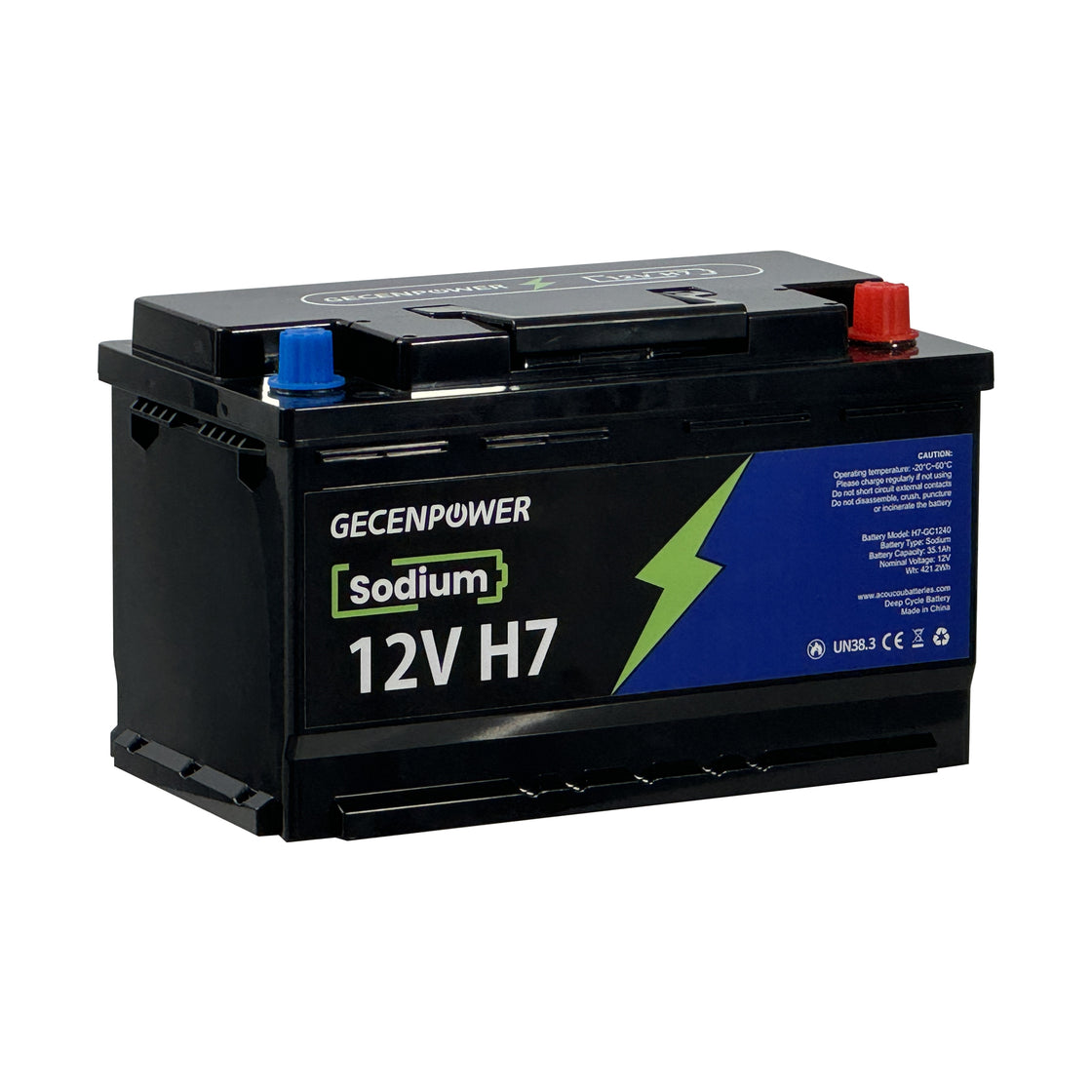 Gecenpower 12V 35.1Ah Sodium Ion Battery Built-in BMS Deep Cycle for Light Trucks, RVs