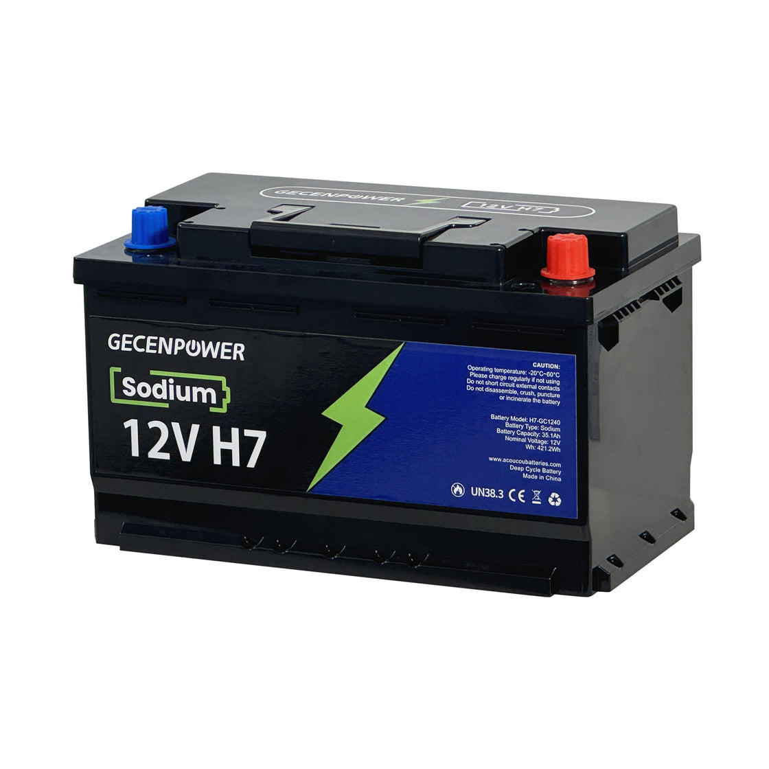 Gecenpower 12V 35.1Ah Sodium Ion Battery Built-in BMS Deep Cycle for Light Trucks, RVs