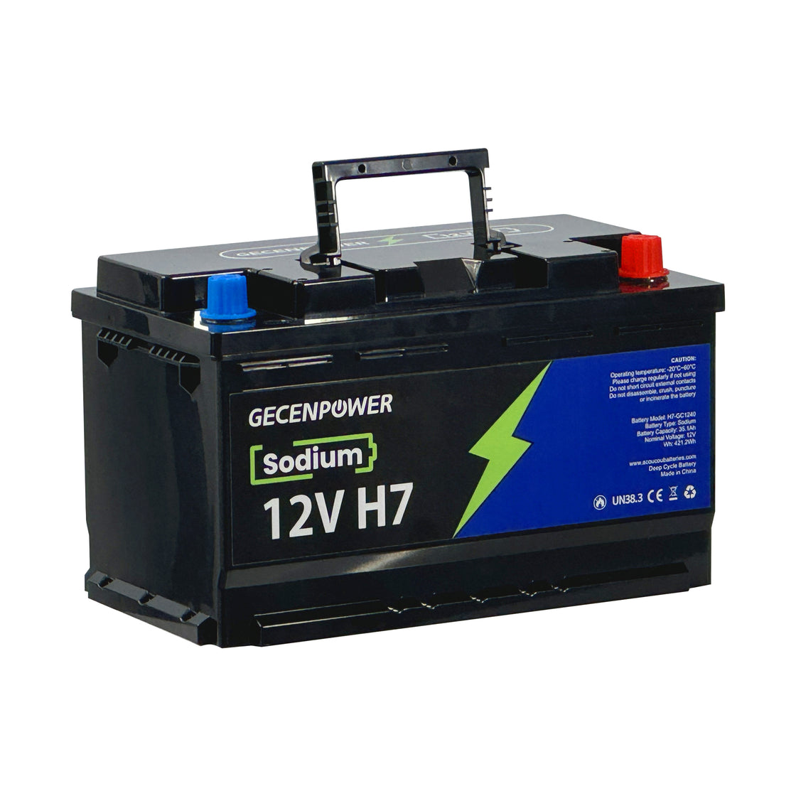 Gecenpower 12V 35.1Ah Sodium Ion Battery Built-in BMS Deep Cycle for Light Trucks, RVs