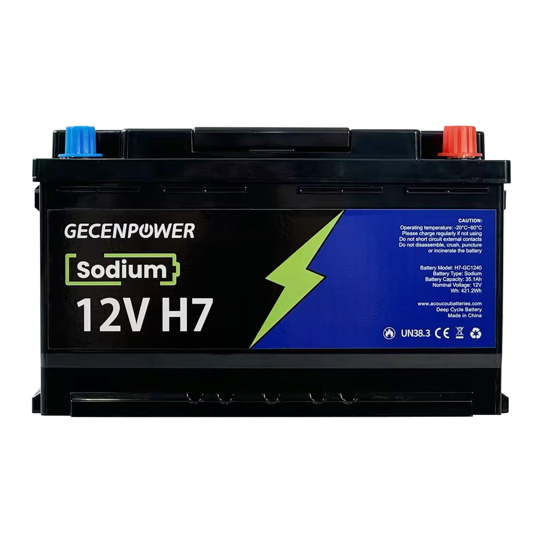 Gecenpower 12V 35.1Ah Sodium Ion Battery Built-in BMS Deep Cycle for Light Trucks, RVs