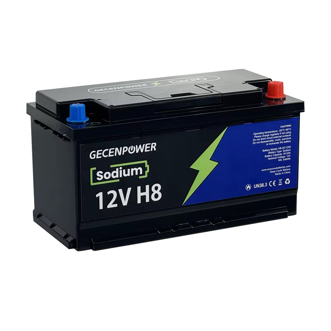 Gecenpower 12V 45.5Ah Sodium Ion Battery Built-in BMS Deep Cycle for Light Trucks, RVs