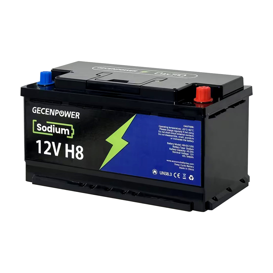 Gecenpower 12V 45.5Ah Sodium Ion Battery Built-in BMS Deep Cycle for Light Trucks, RVs