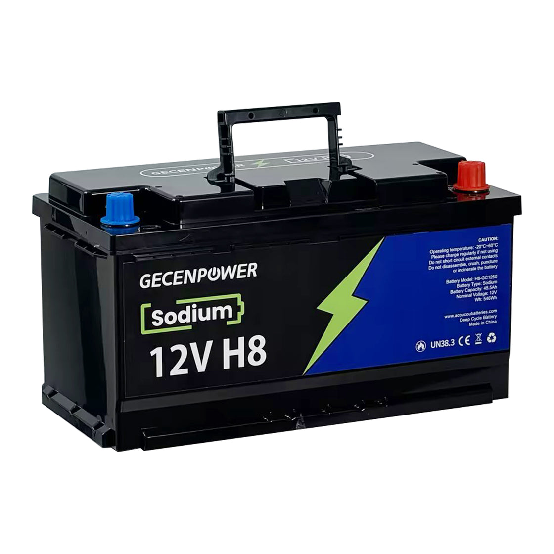 Gecenpower 12V 45.5Ah Sodium Ion Battery Built-in BMS Deep Cycle for Light Trucks, RVs