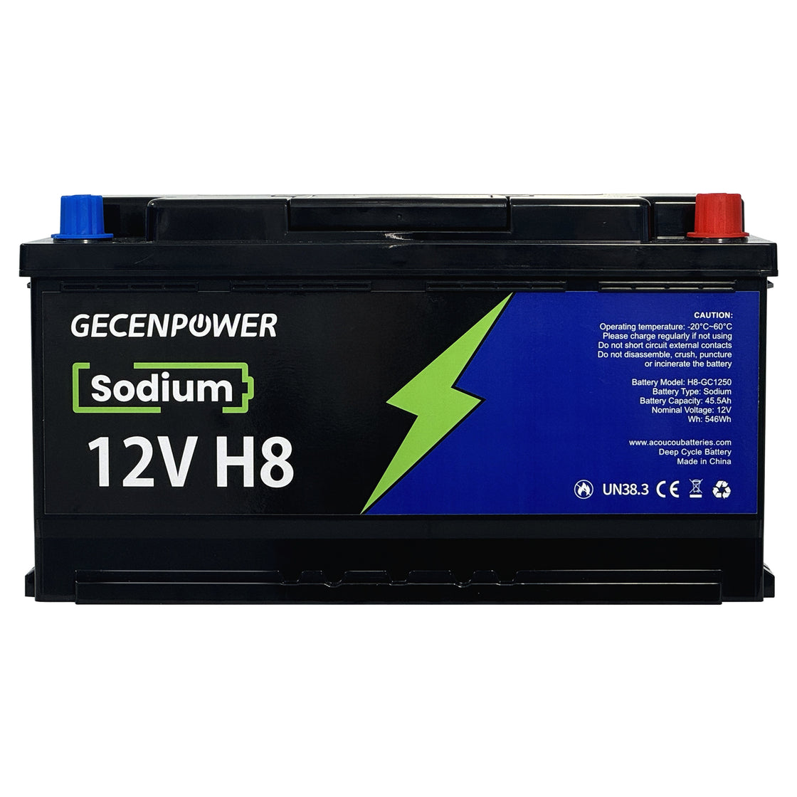 Gecenpower 12V 45.5Ah Sodium Ion Battery Built-in BMS Deep Cycle for Light Trucks, RVs