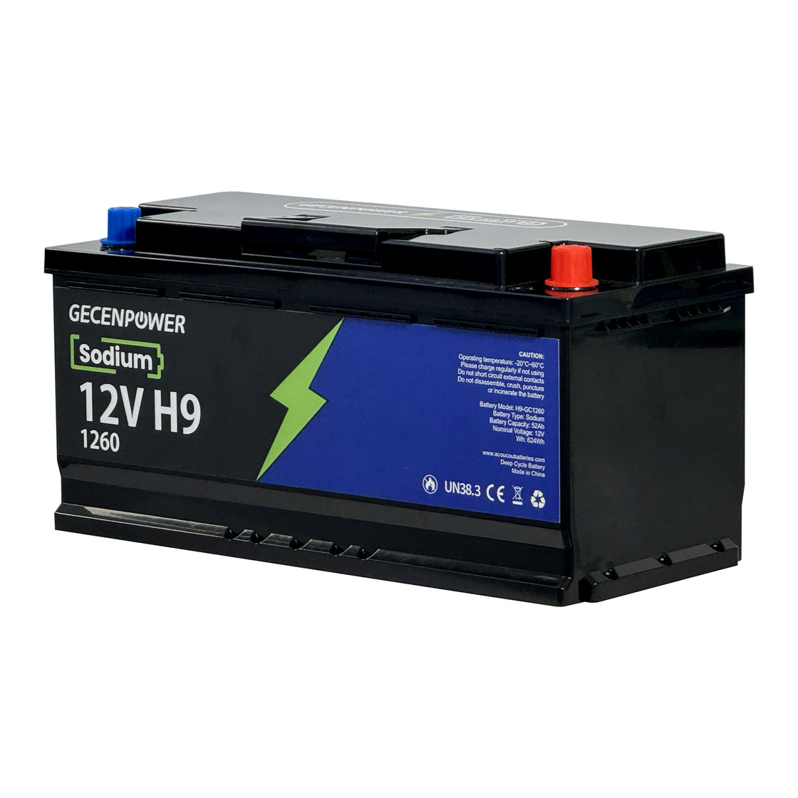 Gecenpower 12V 52Ah Sodium Ion Battery Built-in BMS Deep Cycle for Light Trucks, RVs