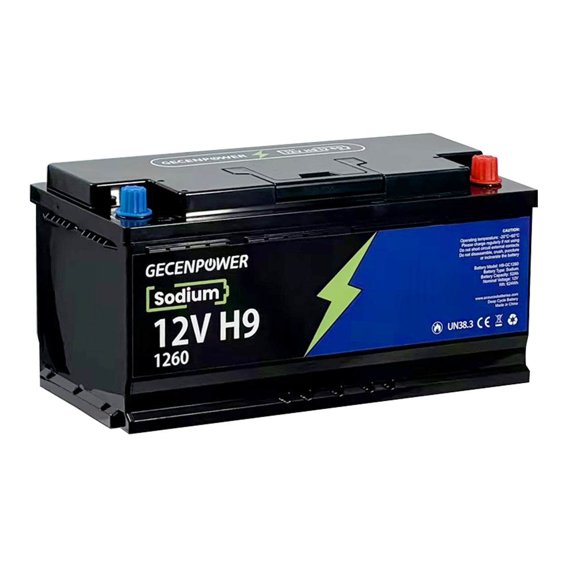 Gecenpower 12V 52Ah Sodium Ion Battery Built-in BMS Deep Cycle for Light Trucks, RVs