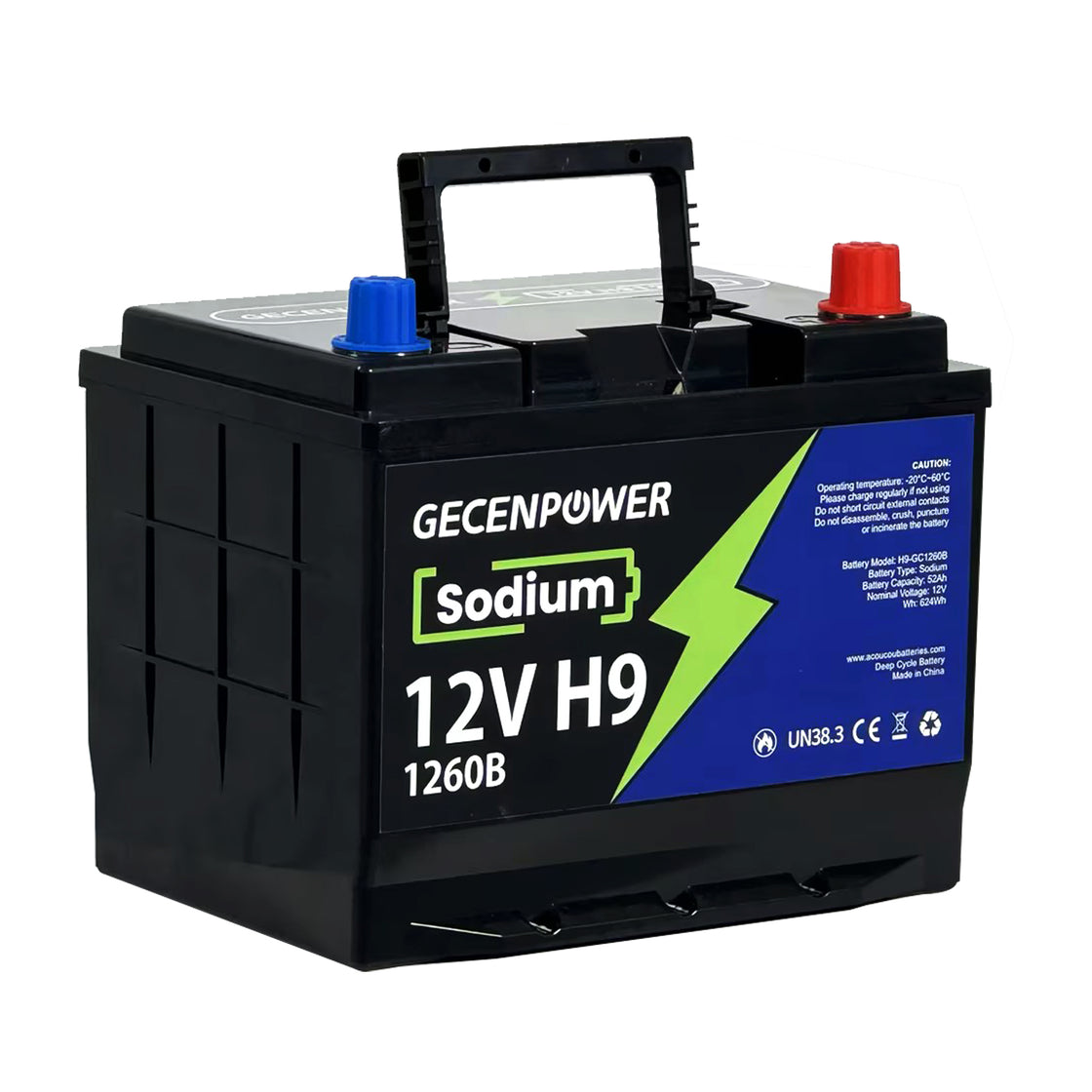 Gecenpower 12V 52Ah Sodium Ion Battery Built-in BMS Deep Cycle for Light Trucks, RVs,Marine