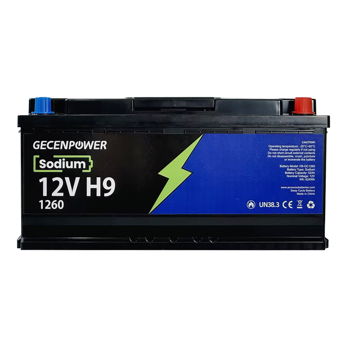 Gecenpower 12V 52Ah Sodium Ion Battery Built-in BMS Deep Cycle for Light Trucks, RVs