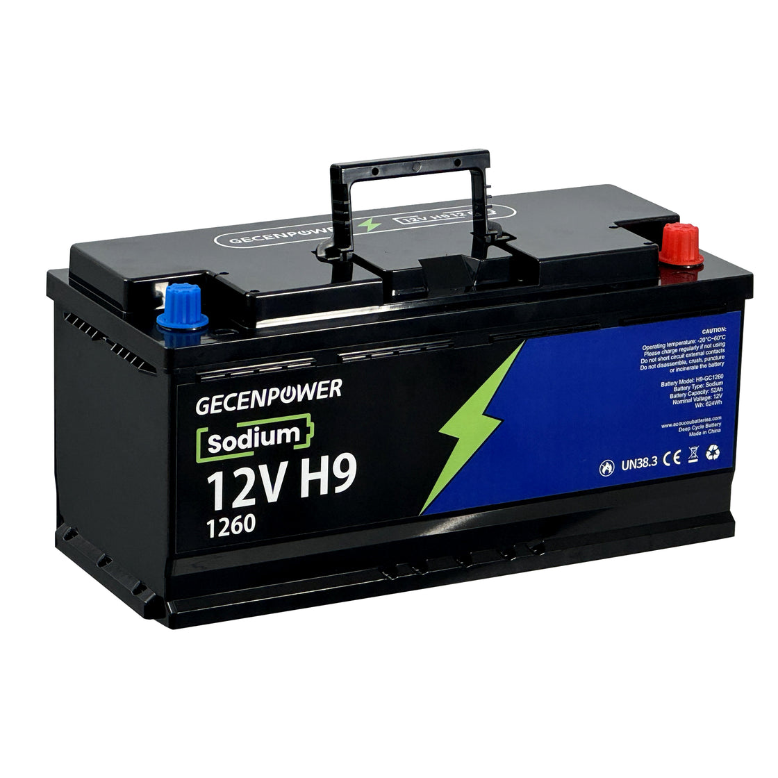 Gecenpower 12V 52Ah Sodium Ion Battery Built-in BMS Deep Cycle for Light Trucks, RVs