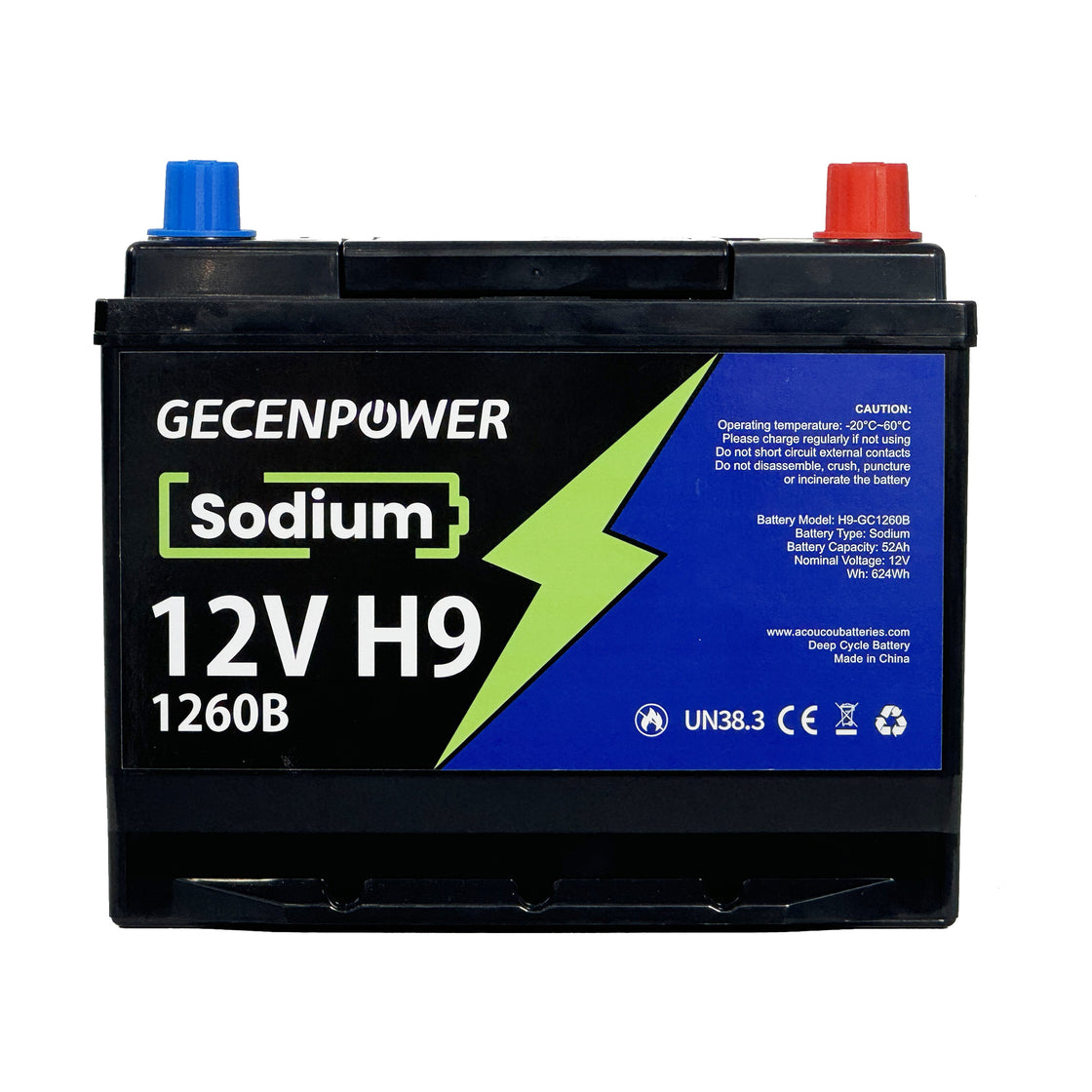 Gecenpower 12V 52Ah Sodium Ion Battery Built-in BMS Deep Cycle for Light Trucks, RVs,Marine