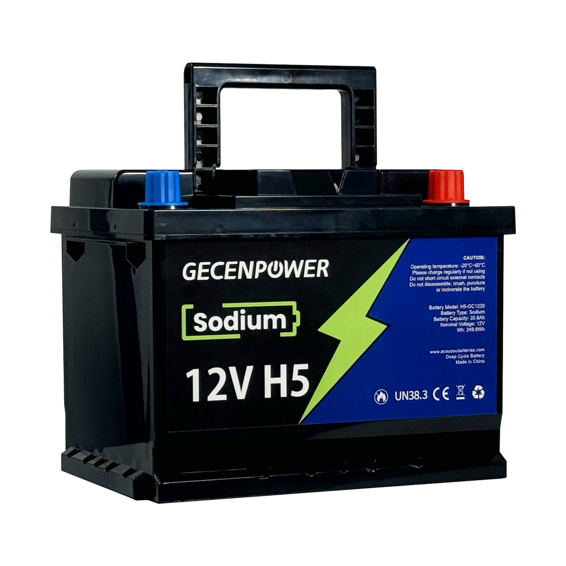 Gecenpower 12V 20.8Ah Sodium Ion Battery Built-in BMS Deep Cycle for Light Trucks, RVs