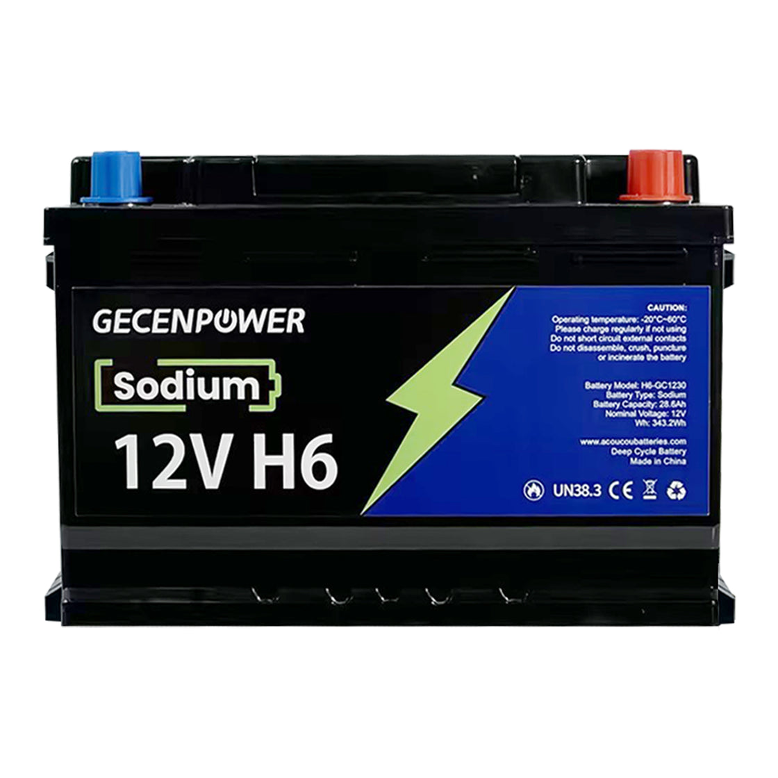 Gecenpower 12V 28.6Ah Sodium Ion Battery Built-in BMS Deep Cycle for Light Trucks, RVs