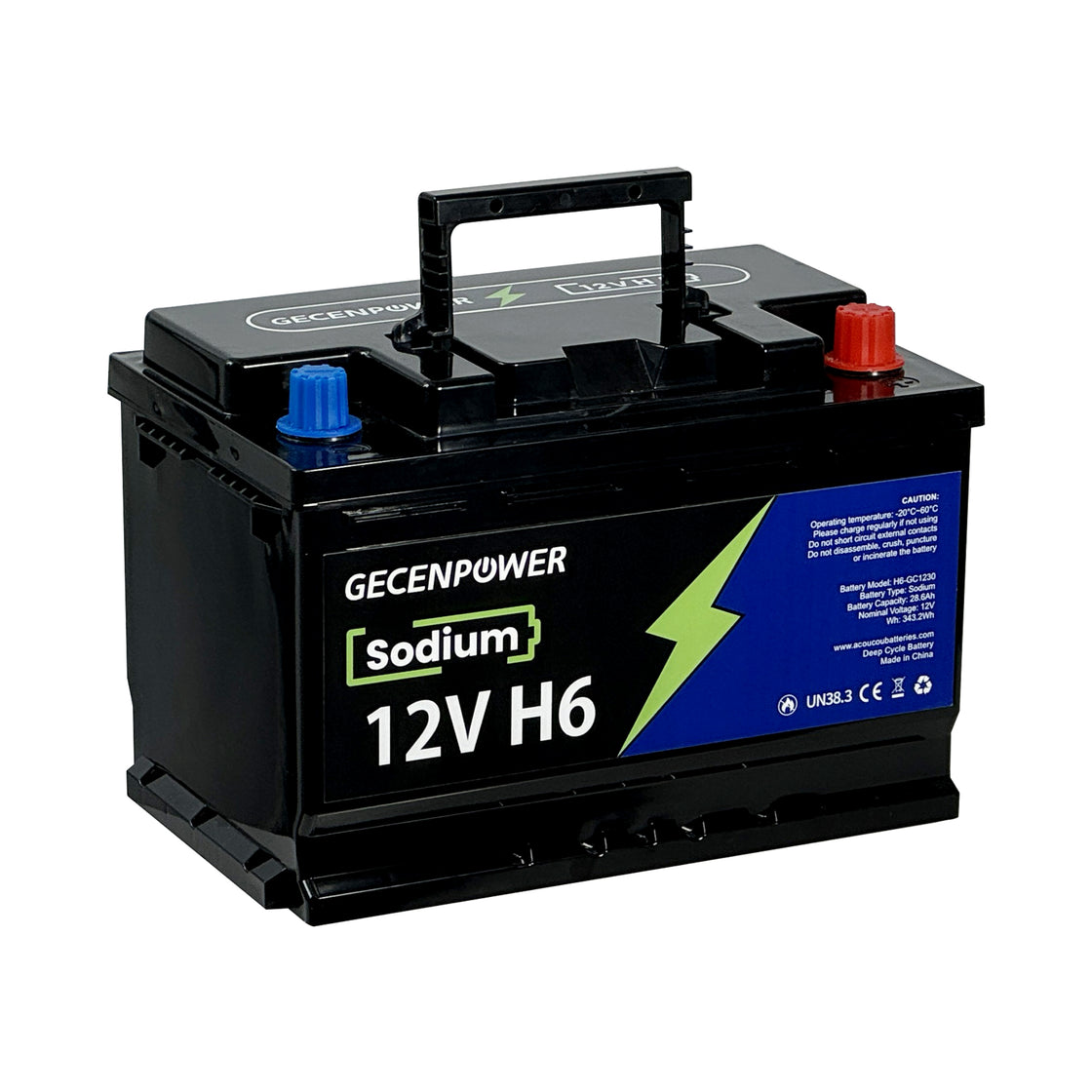 Gecenpower 12V 28.6Ah Sodium Ion Battery Built-in BMS Deep Cycle for Light Trucks, RVs