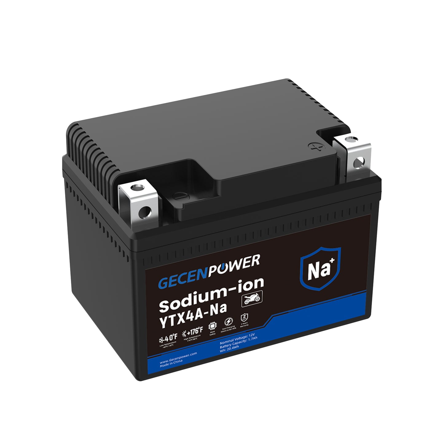 YTX4A 12.8V 1.7Ah Sodium-Ion Motorcycle Battery. For Motorcycles, ATVs, UTVs