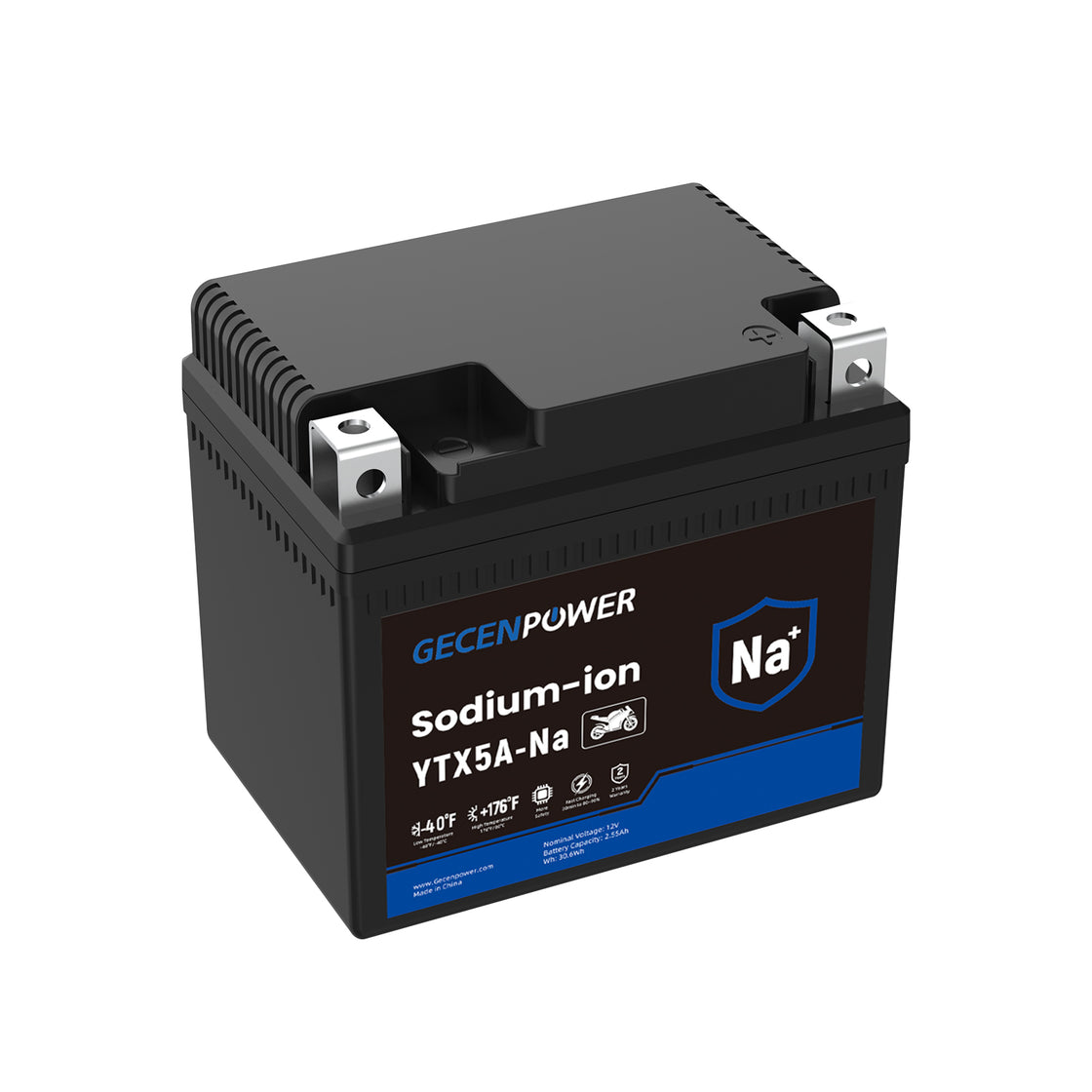 YTX5A 12V 2.55Ah Sodium-Ion Motorcycle Battery For Motorcycles, ATVs, UTVs